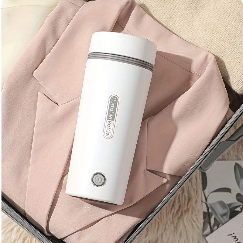 Compact 300W Stainless Steel Electric Kettle – Leak-Proof, Fast Boiling, Portable with Insulated Cup for Travel, White & Black, US Plug