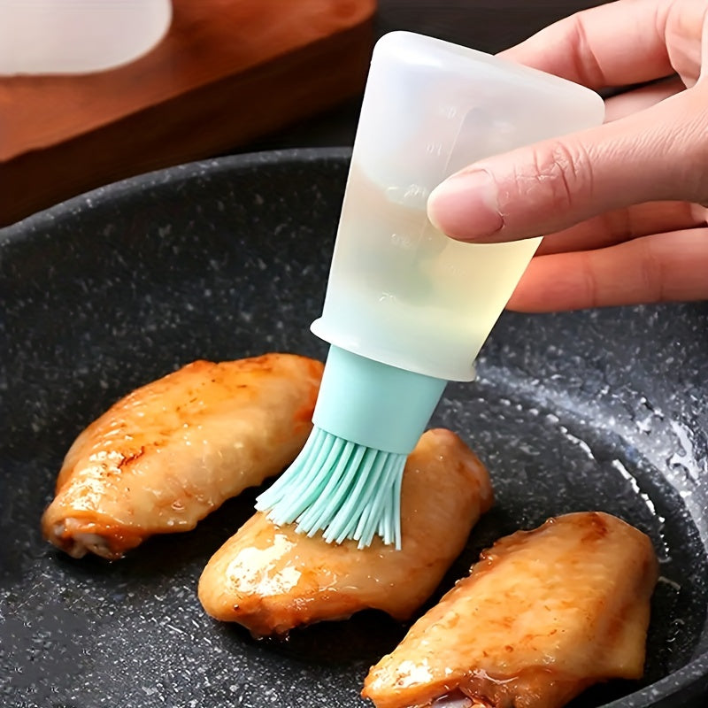 1pc Silicone High-Temperature Resistant Oil Brush with Bottle Brush – Air Fryer, Pancake Grill & BBQ Accessories