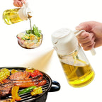 Olive Oil Dispenser Bottle 2-in-1 – 17oz/500ml Glass Oil Sprayer with Pourer, Food-Grade Mister for Air Fryer, Salad, Frying & BBQ (Green)