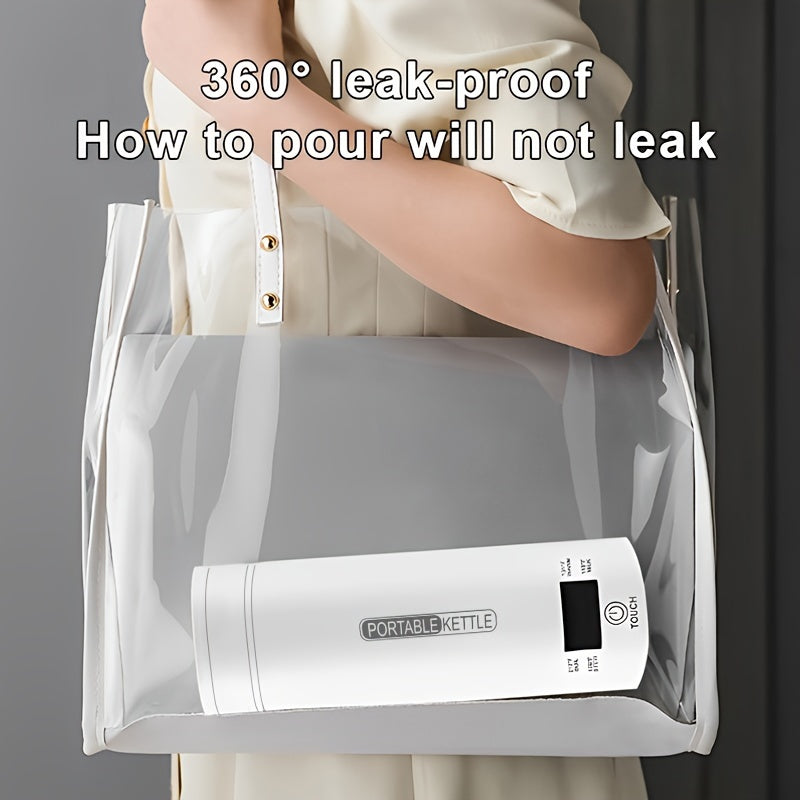 1pc Compact Travel Electric Kettle – Portable Stainless Steel Water Boiler with Auto Shut-Off, 4 Heating Settings, Dry Protection, 500ml Capacity for Coffee & Tea – White