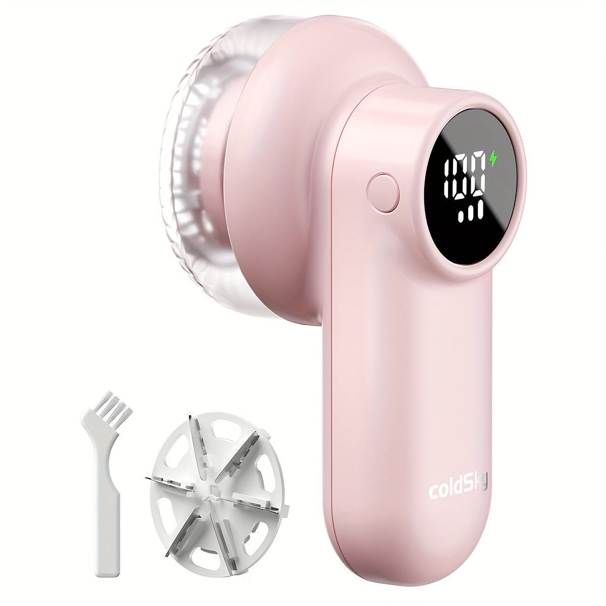 Cozy Clean ColdSky Rechargeable Fabric Shaver – Digital Display, 6-Leaf Blades, Safety Lock & 3-Speed Lint Remover for Clothes, Furniture & Blankets, USB Charging, Ergonomic Gripr