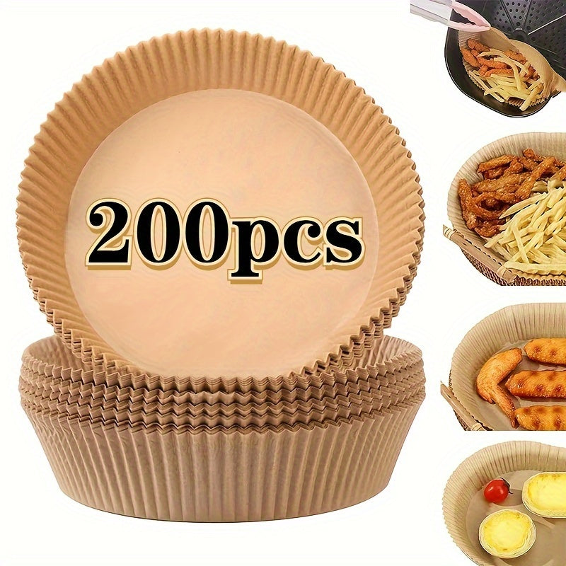 100/200pcs 6.3 Inch Non-Stick Round Air Fryer Disposable Liners – Baking Paper for Air Fryer, Kitchen Accessories
