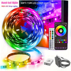 16.4/50/100ft RGB LED Strip Lights – Smart Rope Light with 44-Key Remote, Music Sync, Phone App Control, Color Changing LED Lights for Bedroom, Living Room & Party