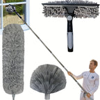 Window Cleaning Kit | Stainless Steel Squeegee, Scraper & Extendable Pole