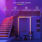16.4/50/100ft RGB LED Strip Lights – Smart Rope Light with 44-Key Remote, Music Sync, Phone App Control, Color Changing LED Lights for Bedroom, Living Room & Party