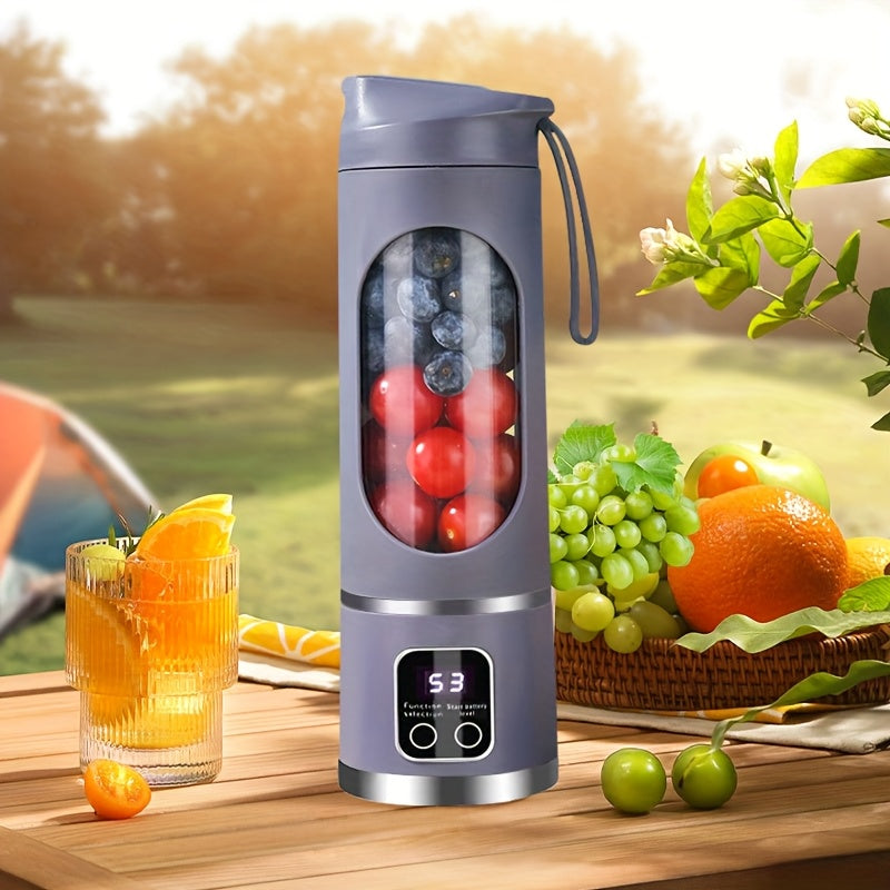 Portable USB Rechargeable Mini Blender & Juicer – 3 Modes, Digital Display, 12-Blade, 15.22oz, Easy Clean, Travel-Friendly
