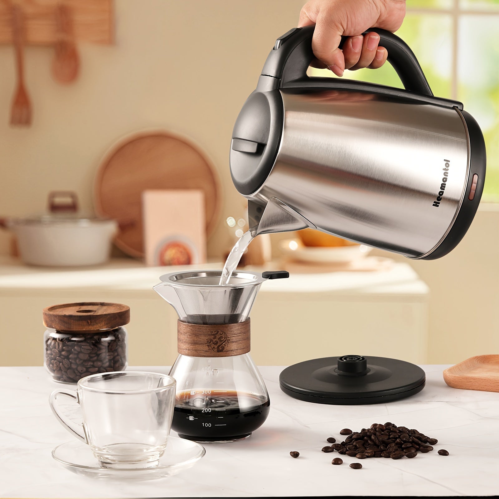 Electric Kettle 1.8L – Hot Water Boiler & Tea Kettle with Auto Shut-Off, Boil-Dry Protection, Stainless Steel Double Wall, BPA-Free, LED Indicator & Instant Heating Base