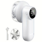 Cozy Clean ColdSky Rechargeable Fabric Shaver – Digital Display, 6-Leaf Blades, Safety Lock & 3-Speed Lint Remover for Clothes, Furniture & Blankets, USB Charging, Ergonomic Gripr