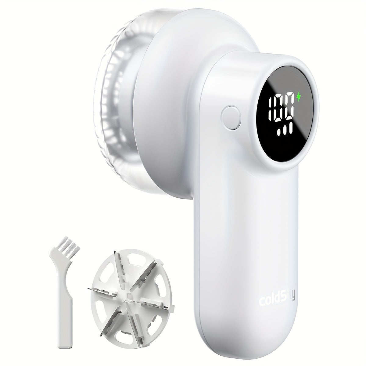 Cozy Clean ColdSky Rechargeable Fabric Shaver – Digital Display, 6-Leaf Blades, Safety Lock & 3-Speed Lint Remover for Clothes, Furniture & Blankets, USB Charging, Ergonomic Gripr