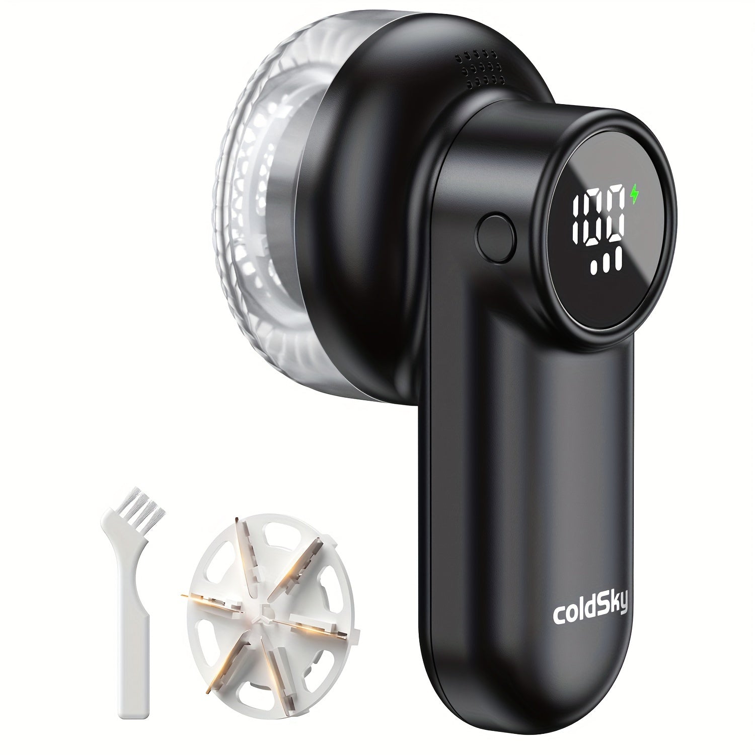 Cozy Clean ColdSky Rechargeable Fabric Shaver – Digital Display, 6-Leaf Blades, Safety Lock & 3-Speed Lint Remover for Clothes, Furniture & Blankets, USB Charging, Ergonomic Gripr