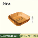 50pcs Square Wood Pulp Air Fryer Liners – Non-Stick, Waterproof & Oil-Proof Disposable Baking Tools for Basket, Tray & Oven Accessories