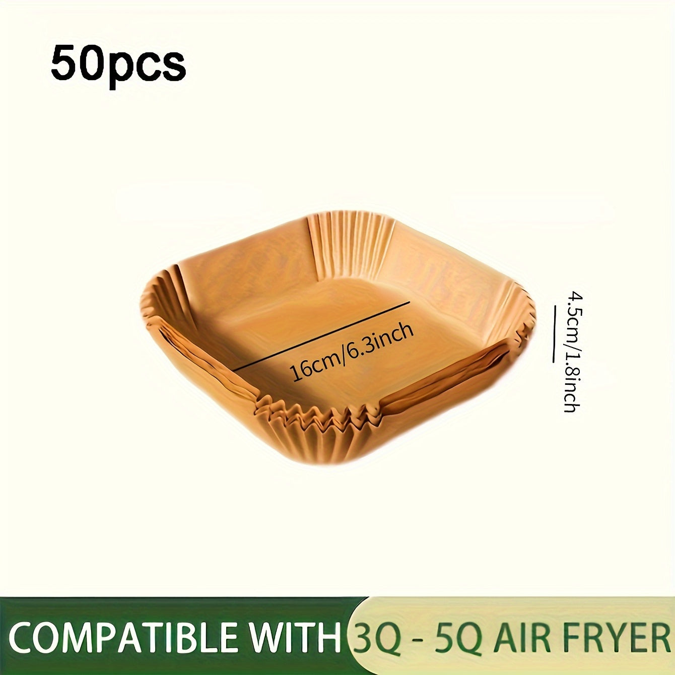 50pcs Square Wood Pulp Air Fryer Liners – Non-Stick, Waterproof & Oil-Proof Disposable Baking Tools for Basket, Tray & Oven Accessories