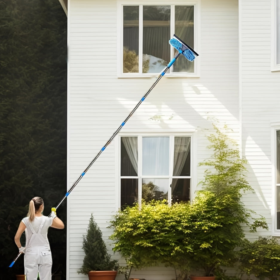 Window Cleaning Kit | Stainless Steel Squeegee, Scraper & Extendable Pole
