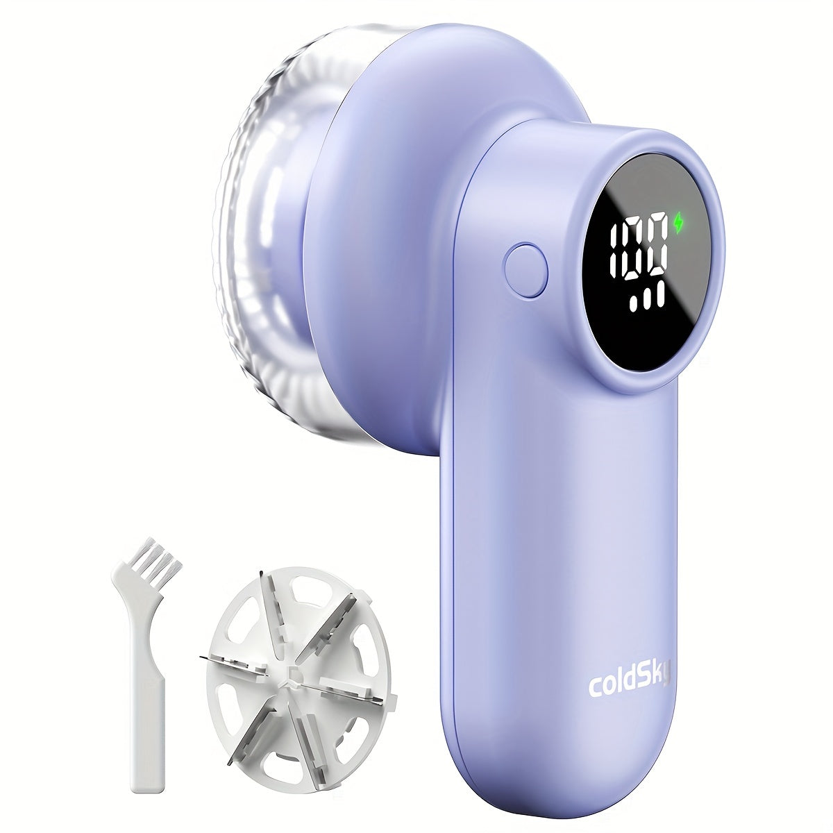 Cozy Clean ColdSky Rechargeable Fabric Shaver – Digital Display, 6-Leaf Blades, Safety Lock & 3-Speed Lint Remover for Clothes, Furniture & Blankets, USB Charging, Ergonomic Gripr