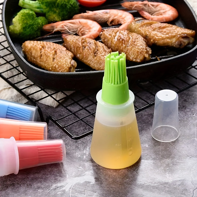 1pc Silicone High-Temperature Resistant Oil Brush with Bottle Brush – Air Fryer, Pancake Grill & BBQ Accessories