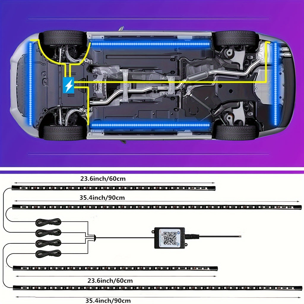 4pcs Vibrant Undercar LED Strip Lights