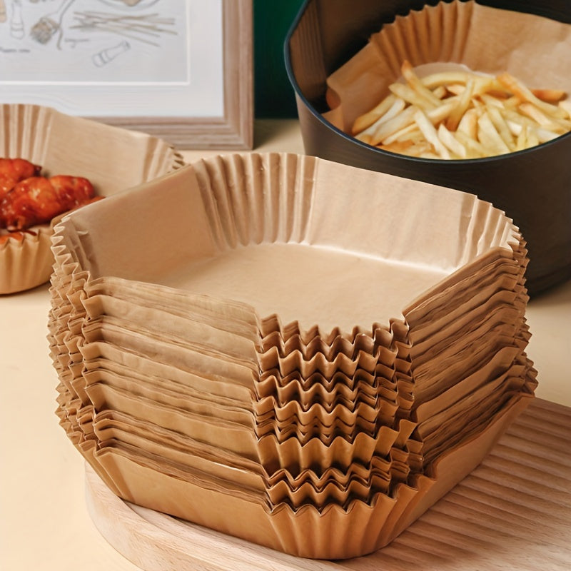 50pcs Non-Stick Air Fryer Liners – Square Paper Liners for Baking, Roasting & Microwave, Easy Cleanup, Healthier Cooking for Home & Commercial Use